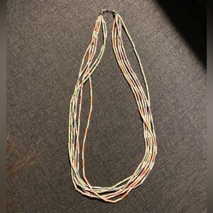 Vintage Monet Signed multicolored 1950 Pastel Tone 5 Strands Necklace, 32”
